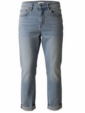 Bleu Women’s Light Wash Straight Leg Jeans 4 Cuffed Hem Cotton Blend